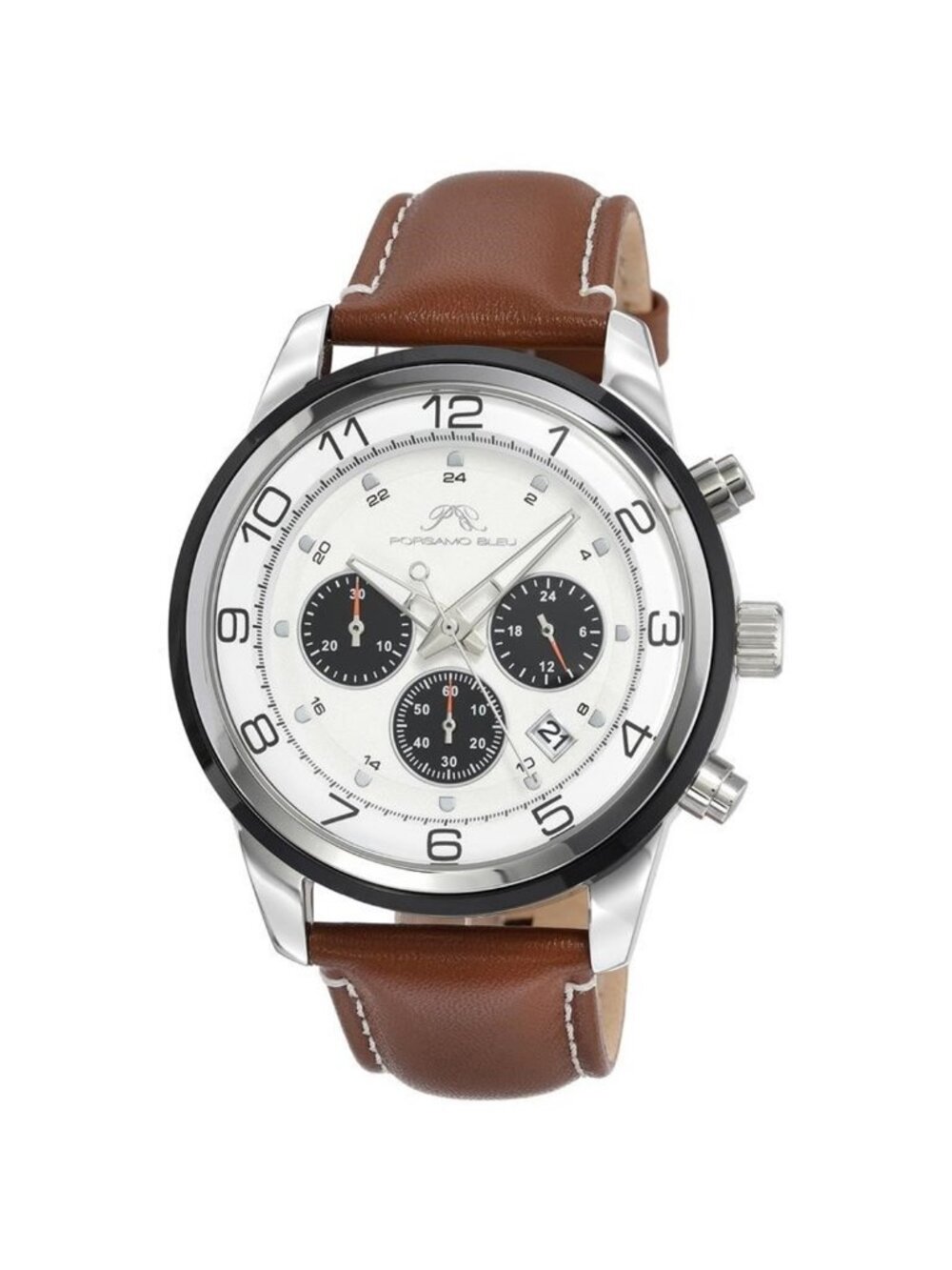 NWT Porsamo Bleu Arthur Chronograph Quartz White Dial Men's Watch